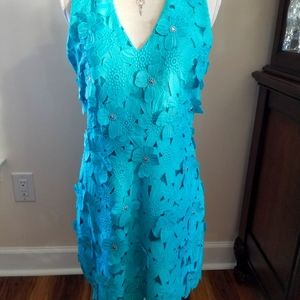 "Michael Kors" Bright Blue Floral Knee Length Dress.